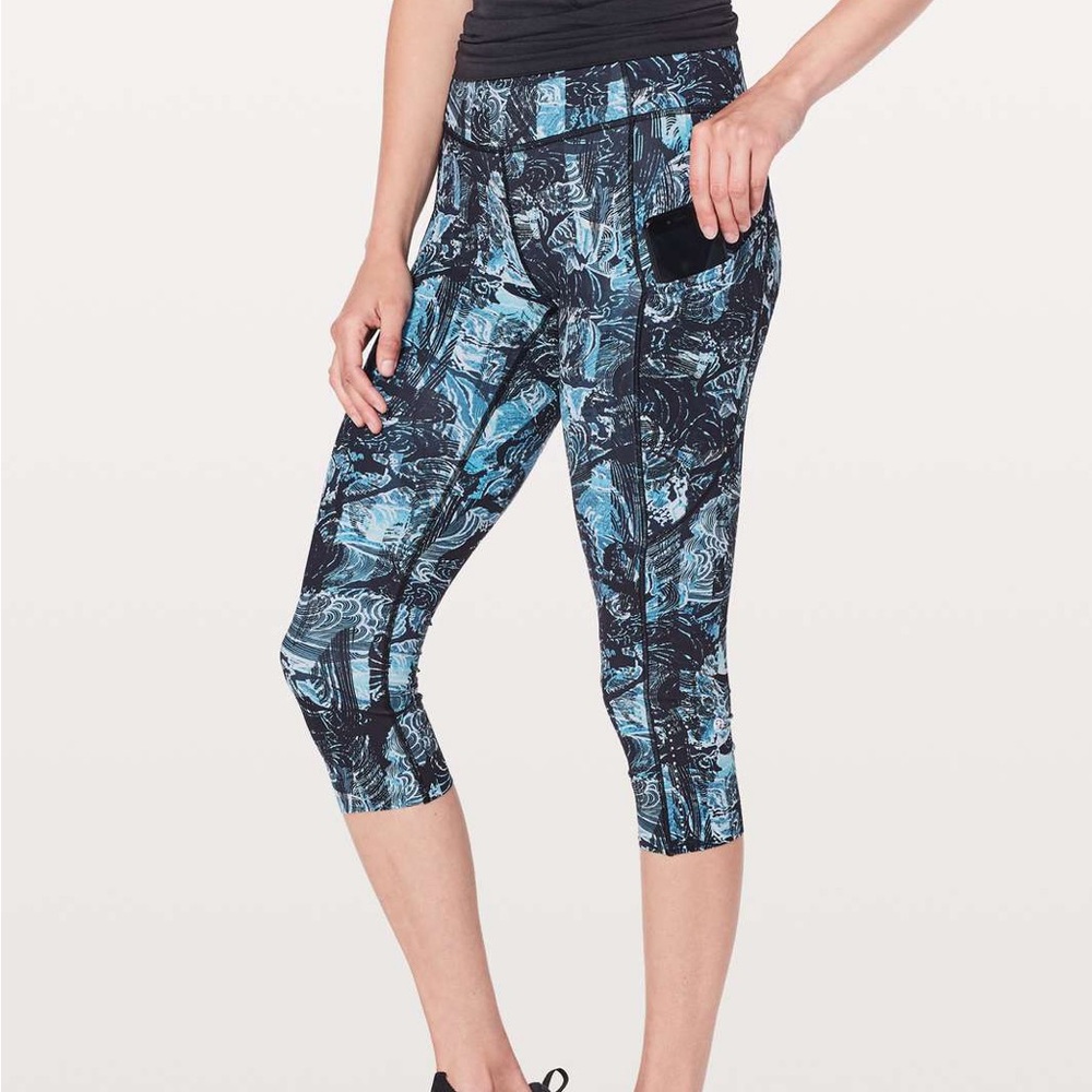 LULULEMON Fast & Free Crop II *Nulux 19" Eternal Wave Starlight Black